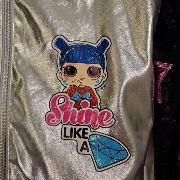 LOL Surprise Girls Silver Bomber Jacket Shine Like A Diamond M/M (7/8) - Picture 6 of 12